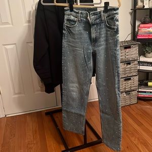 Rag & Bone Jewel Embellished Straight Leg Jean